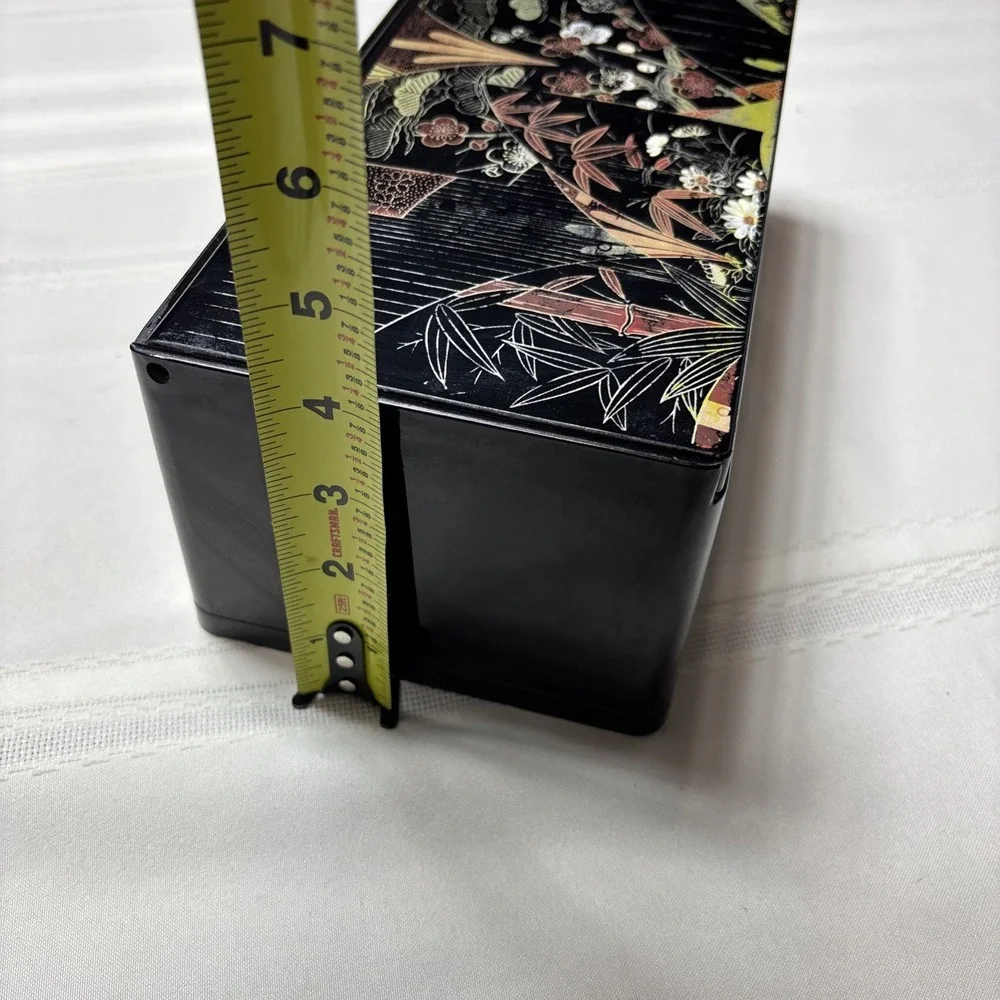 Vintage Tissue Box Holder With Flip Up Mirror Floral Design Made In Japan